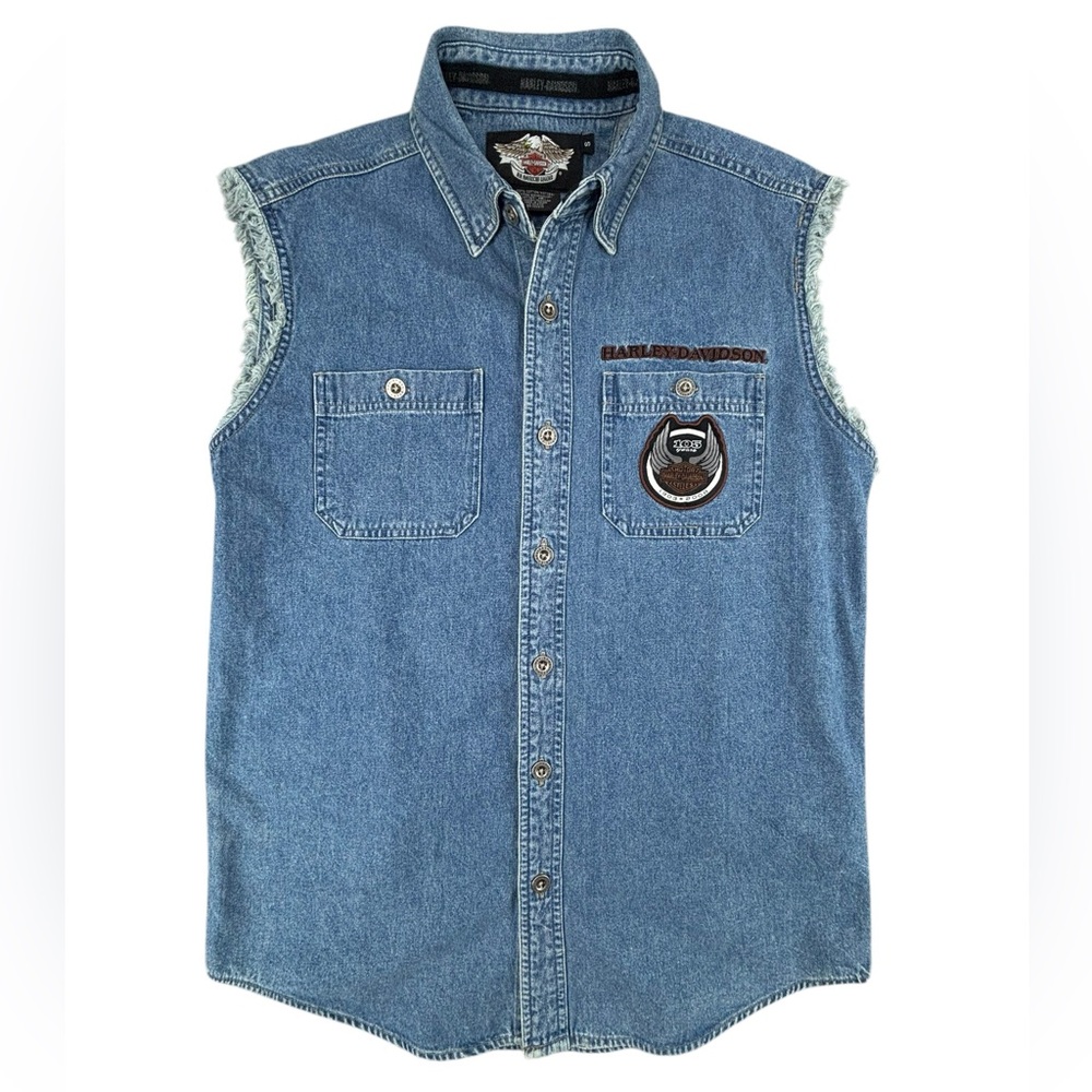 Harley Davidson- 105th anniversary‎ Cutoff Jean Shirt- Small- Like New!!!